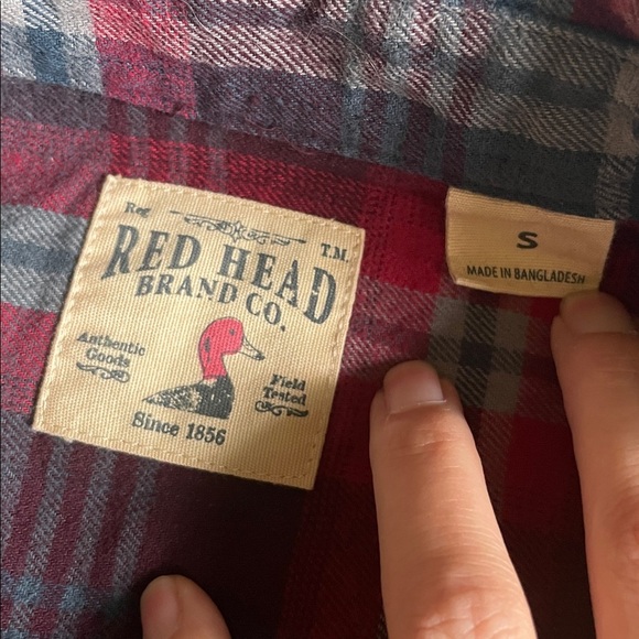 RedHead Casual Plaid Flannel Fall Shirt - Red and Gray - Picture 8 of 12
